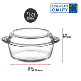 Round Ovenware with Glass Lid, Deep Style, 9.5" Wide